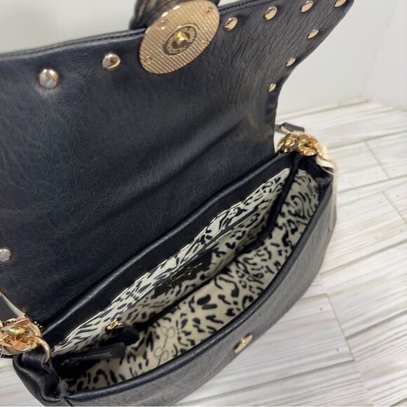 JESSICA SIMPSON STUDDED GOLD TONE‎ CHAIN JENNIFER CROSSBODY PURSE METEORITE NWT - Picture 9 of 12